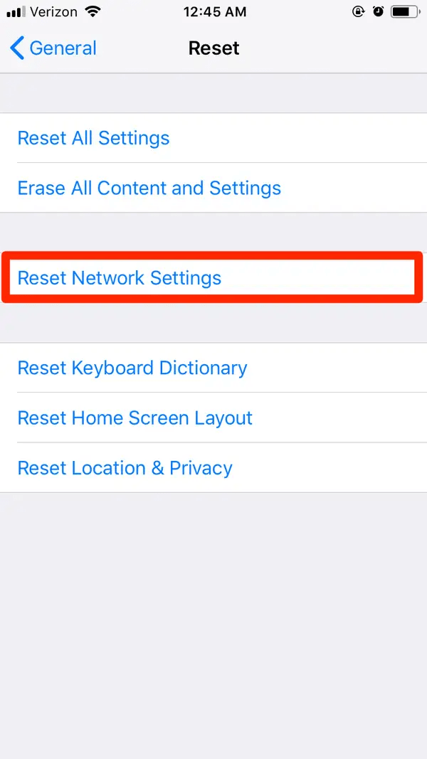 Đặt lại cài đặt mạng để khắc phục iPhone 11 Pro Max không kết nối Bluetooth