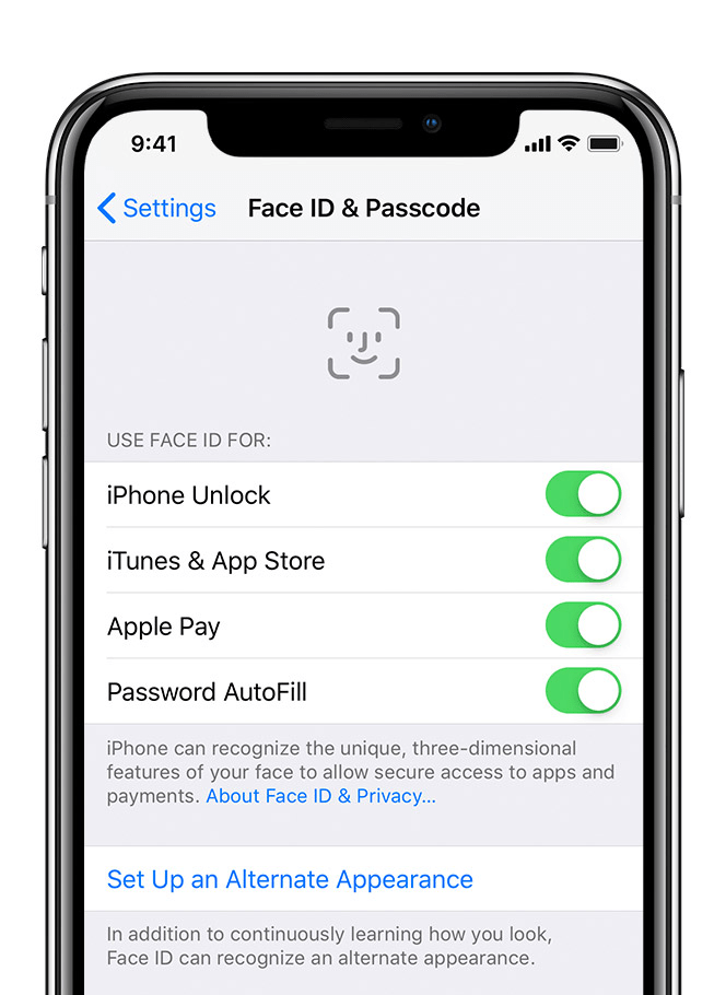 Kiểm tra và quản lý cài đặt Face ID trên iPhone 11 Pro Max.