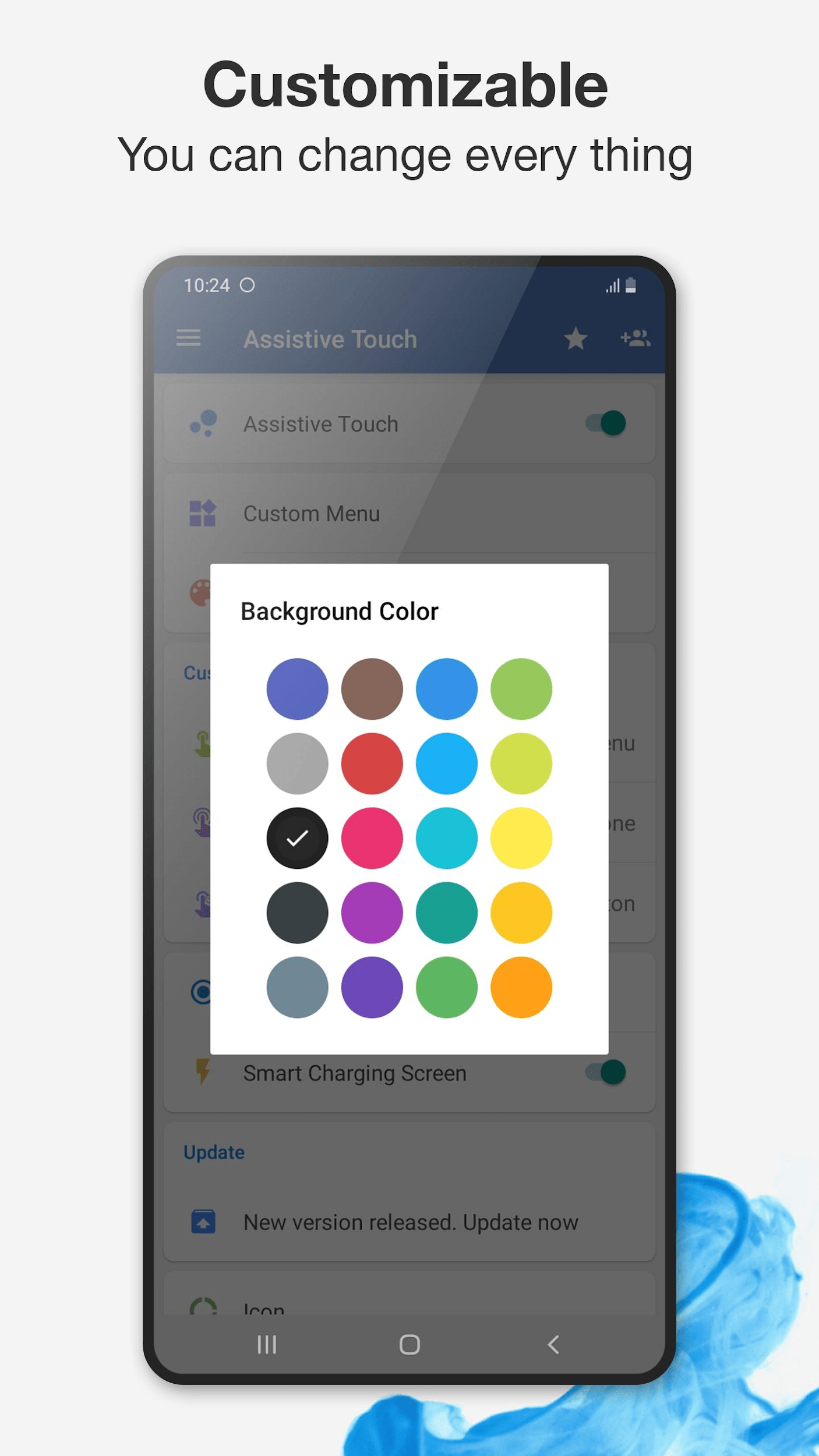 Vào Background Color để thay đổi màu sắc của giao diện Assistive Touch