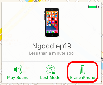 Nhấn vào Erase iPhone để xoá iPhone